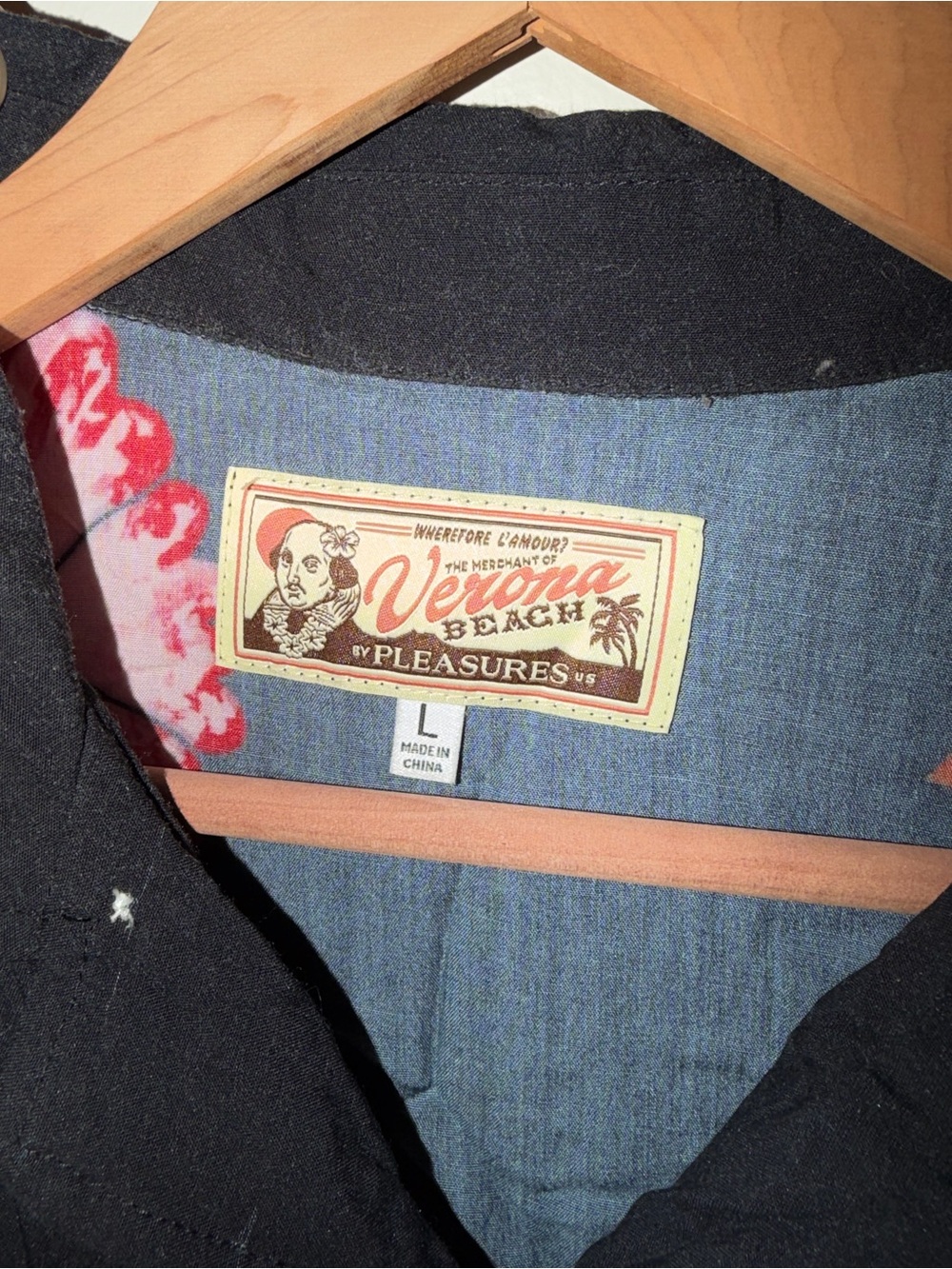 Black Floral & Sacred Heart Short Sleeve Button-Down Shirt - Picture 2 of 3